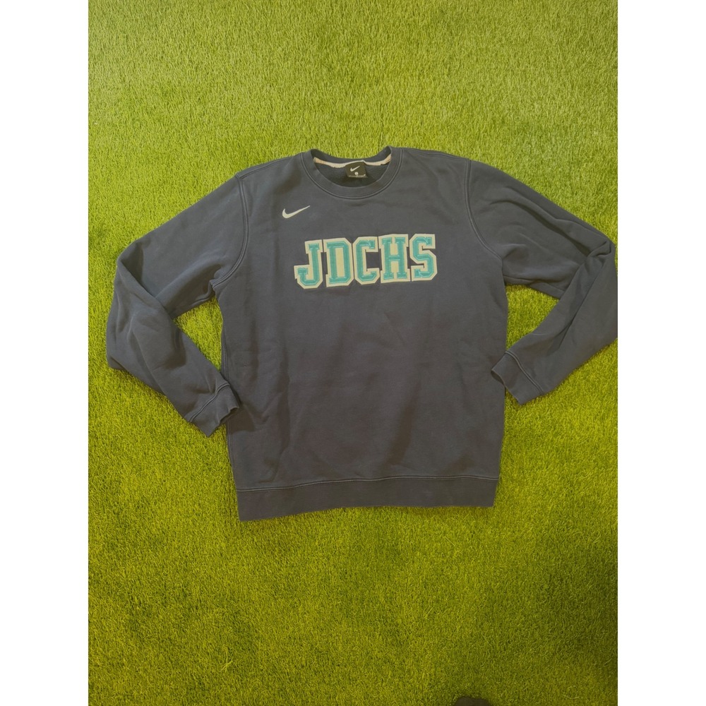 Nike JDCHS Sweatshirt Mens Medium Navy Blue Embroidered Swoosh Fleece Pullover